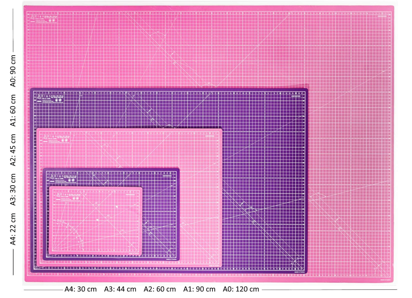 Elan A0 Cutting Mat pink and purple 5-ply self-healing hobby board 120x90 cm for crafts