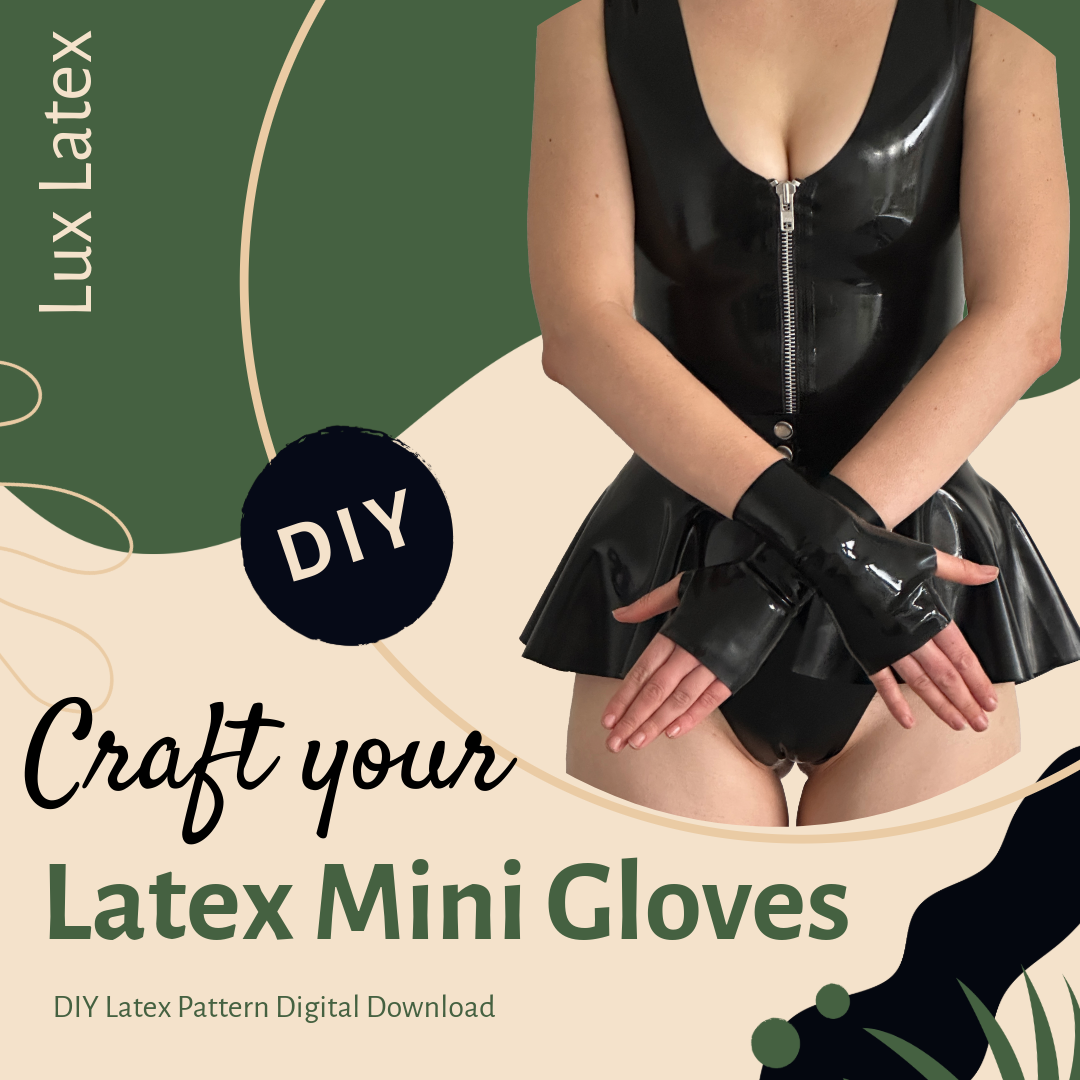 Latex glove pattern for sleek, fitted mini gloves in multiple sizes, printable PDF design