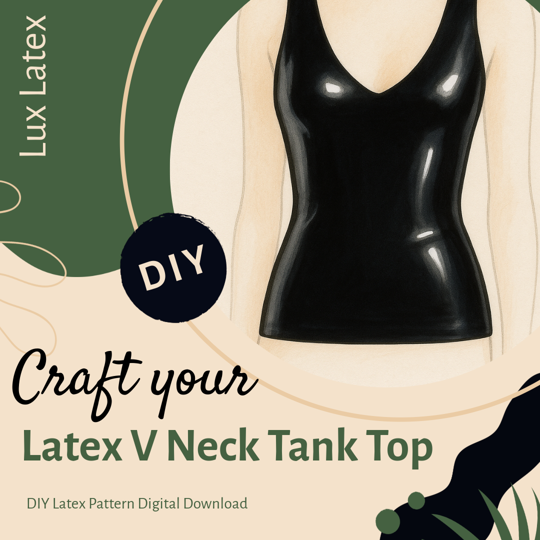 Latex ruffle shoulder tank top pattern for a fitted latex top PDF digital design