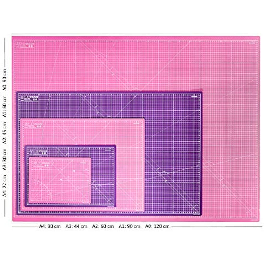 Elan A1 Cutting Mat pink and purple 5-ply large self-healing surface with metric grid for precise cutting