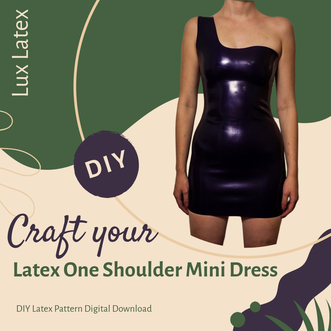 One shoulder latex mini dress pattern for DIY latex dress creation