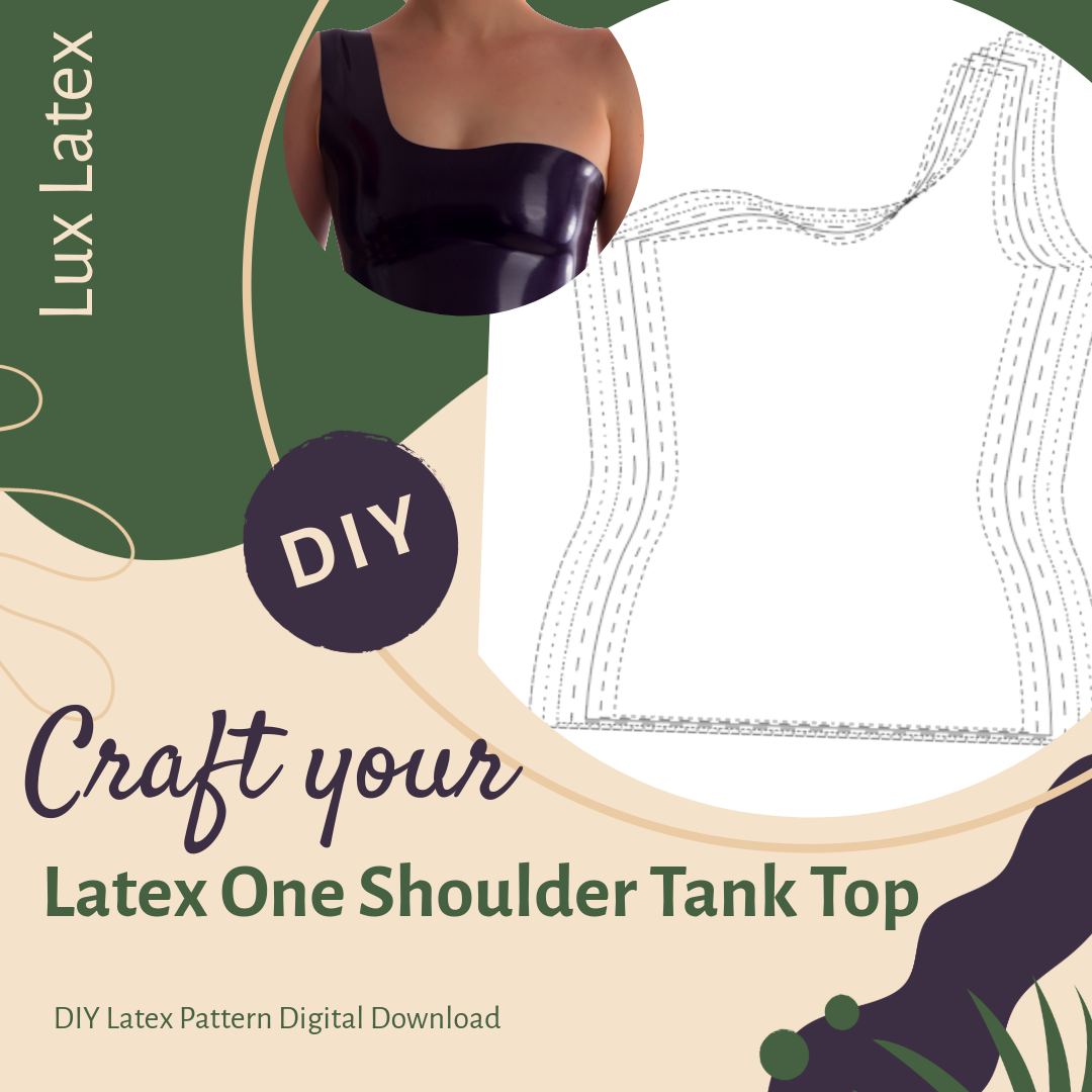 One shoulder latex top pattern for DIY stretchy fitted tank top crafting