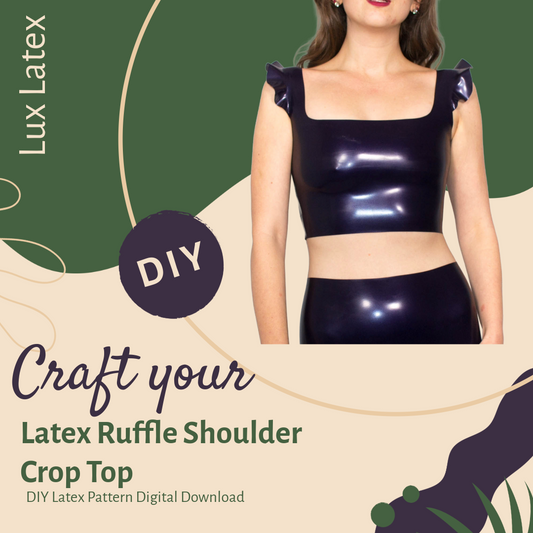 Latex ruffle shoulder crop top pattern digital PDF for snug fit and versatile styling